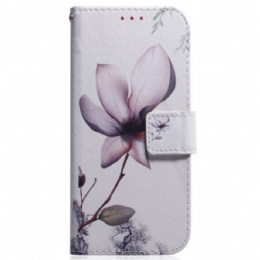 Flip Cover Oppo Reno 12 Pro 5g Lyserød Blomst