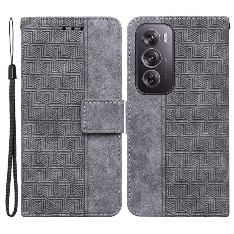 Flip Cover Oppo Reno 12 Pro 5g Strappy Vævet Mønster