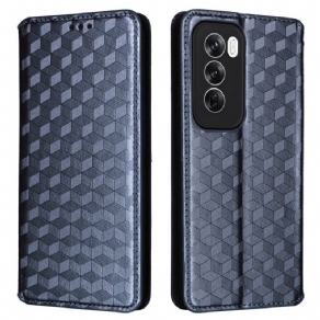 Læder Cover Oppo Reno 12 Pro 5g Telefon Etui 3d Diamantmønster