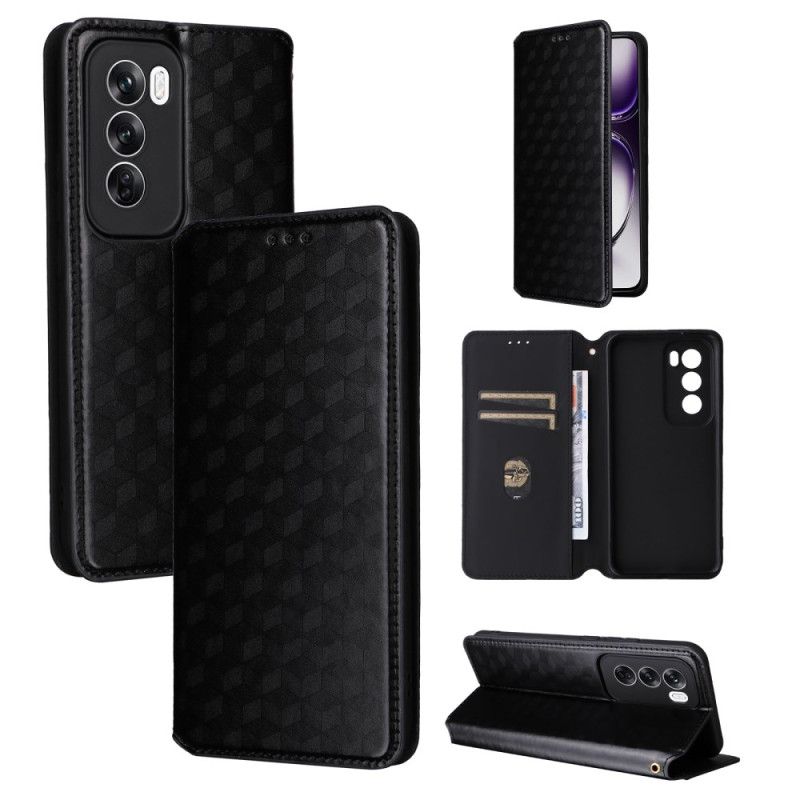 Læder Cover Oppo Reno 12 Pro 5g Telefon Etui 3d Diamantmønster