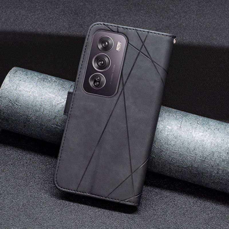 Læder Cover Oppo Reno 12 Pro 5g Telefon Etui Geometrisk Design Binfen Farve