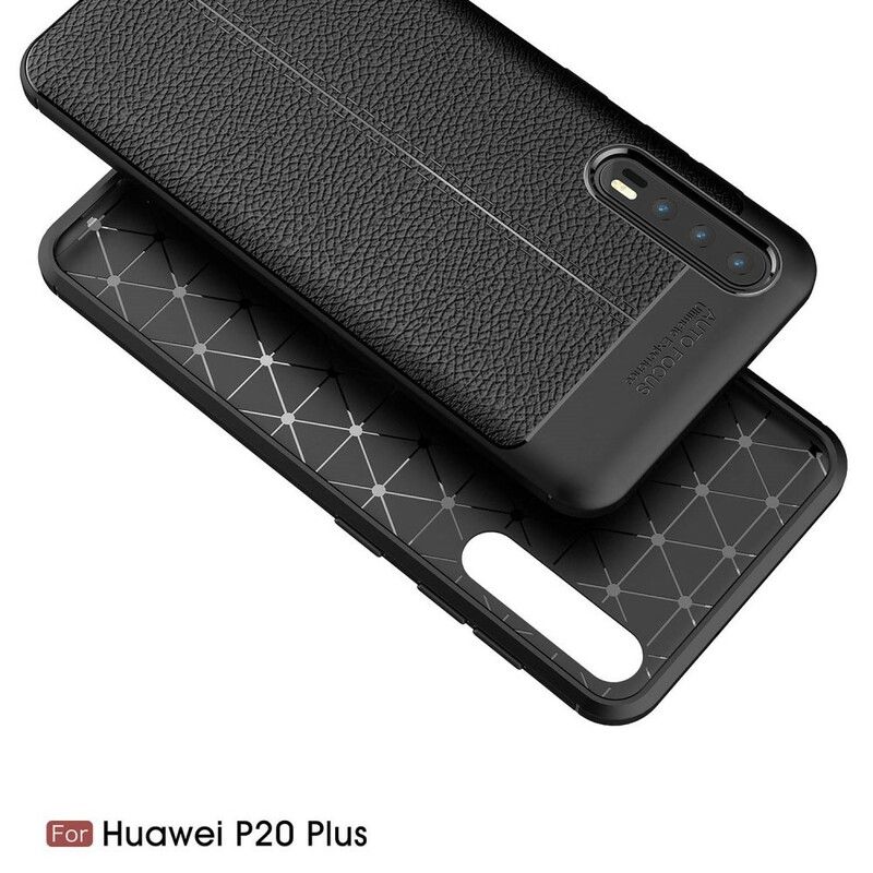 Cover Huawei P20 Pro Dobbelt Linje Litchi Læder Effekt