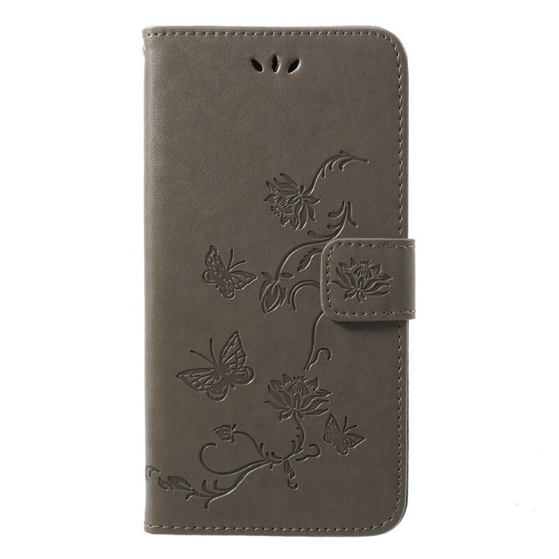 Flip Cover Huawei P20 Pro Med Snor Thong Sommerfugle Og Blomster