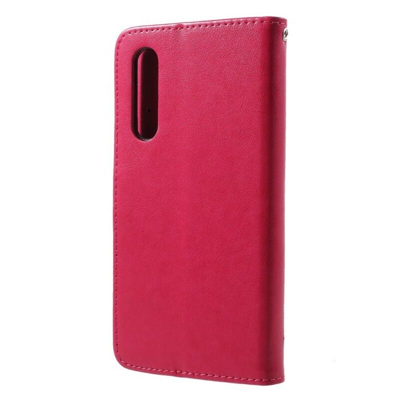 Flip Cover Huawei P20 Pro Med Snor Thong Sommerfugle Og Blomster