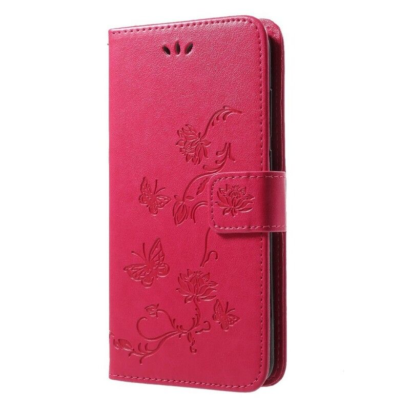 Flip Cover Huawei P20 Pro Med Snor Thong Sommerfugle Og Blomster