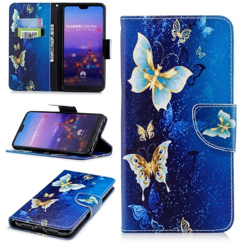 Flip Cover Huawei P20 Pro Sommerfugle Om Natten