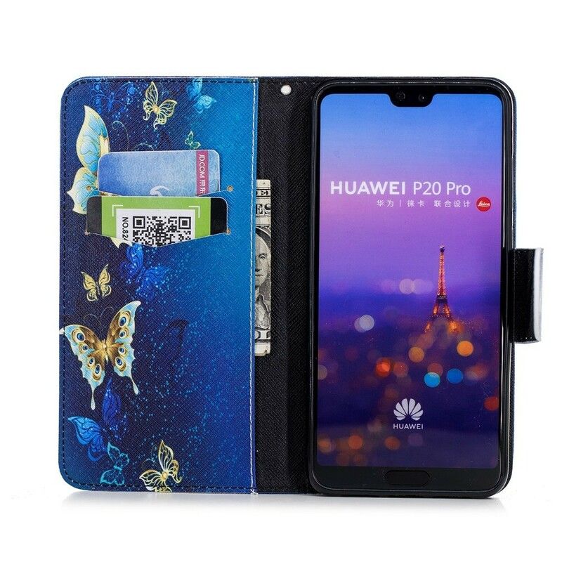 Flip Cover Huawei P20 Pro Sommerfugle Om Natten