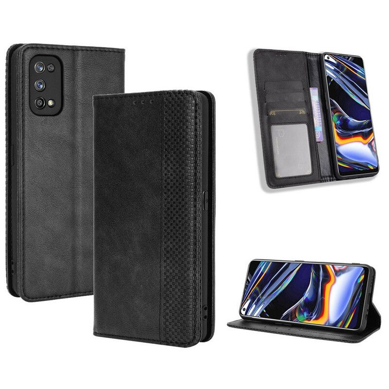 Cover Realme 7 Pro Flip Cover Stylet Vintage Lædereffekt