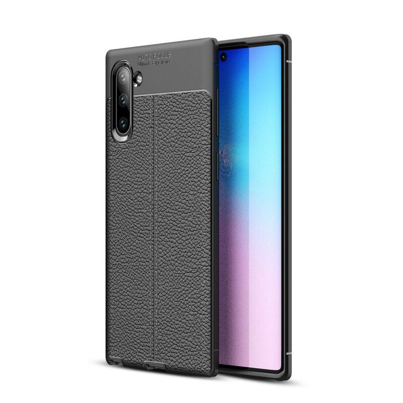 Cover Samsung Galaxy Note 10 Dobbelt Linje Litchi Lædereffekt