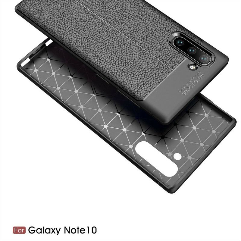 Cover Samsung Galaxy Note 10 Dobbelt Linje Litchi Lædereffekt