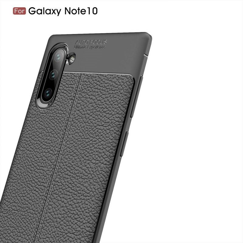 Cover Samsung Galaxy Note 10 Dobbelt Linje Litchi Lædereffekt