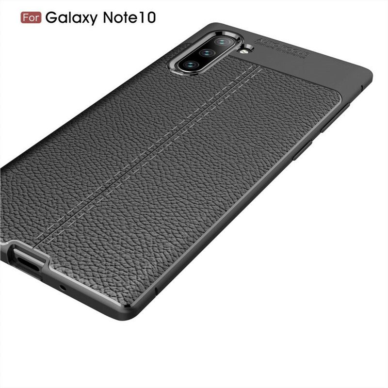 Cover Samsung Galaxy Note 10 Dobbelt Linje Litchi Lædereffekt