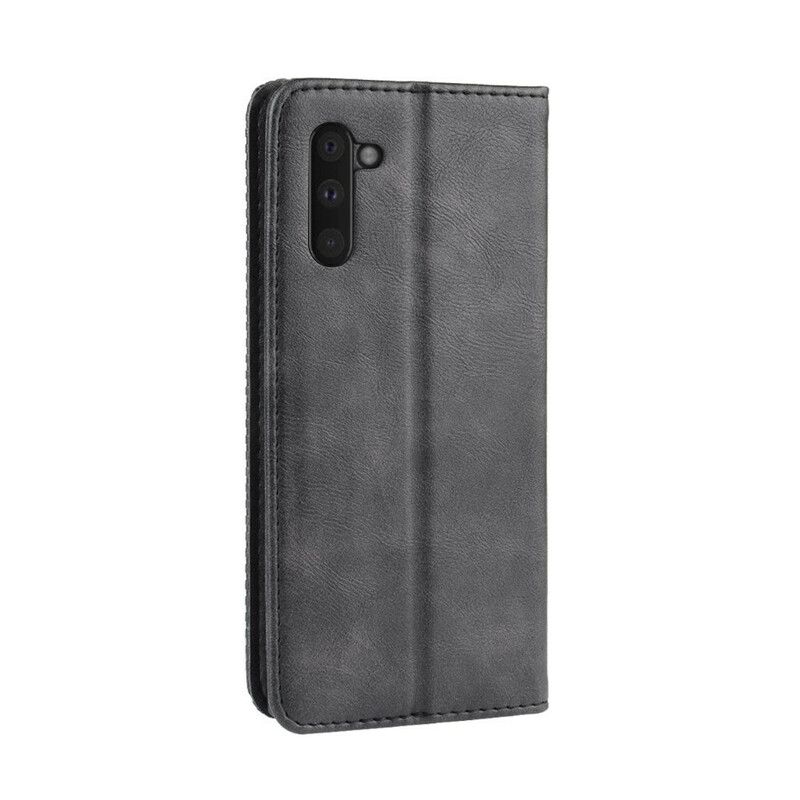 Cover Samsung Galaxy Note 10 Flip Cover Vintage Stiliseret Lædereffekt