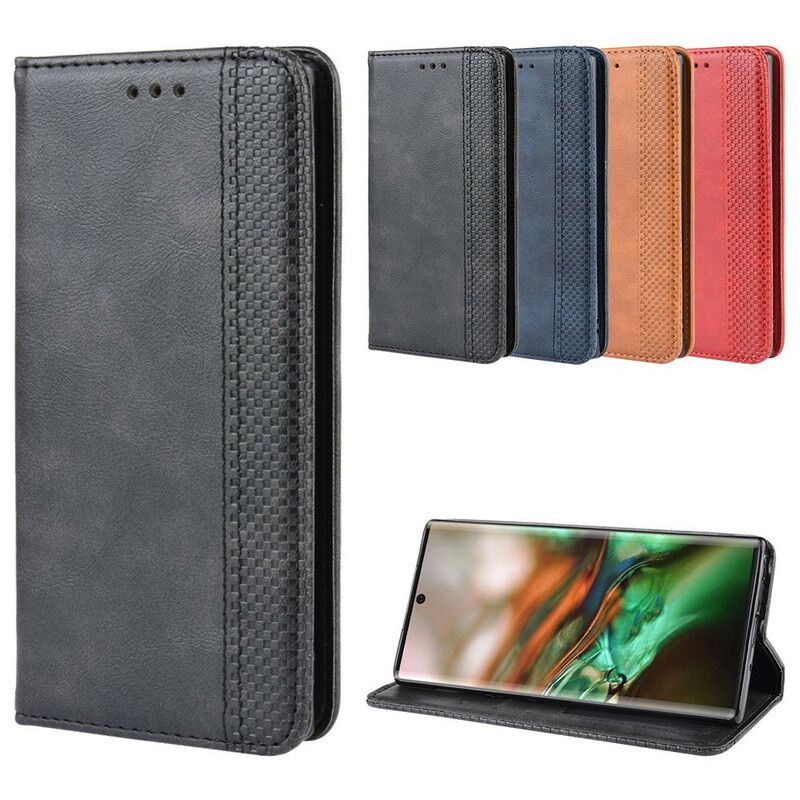 Cover Samsung Galaxy Note 10 Flip Cover Vintage Stiliseret Lædereffekt