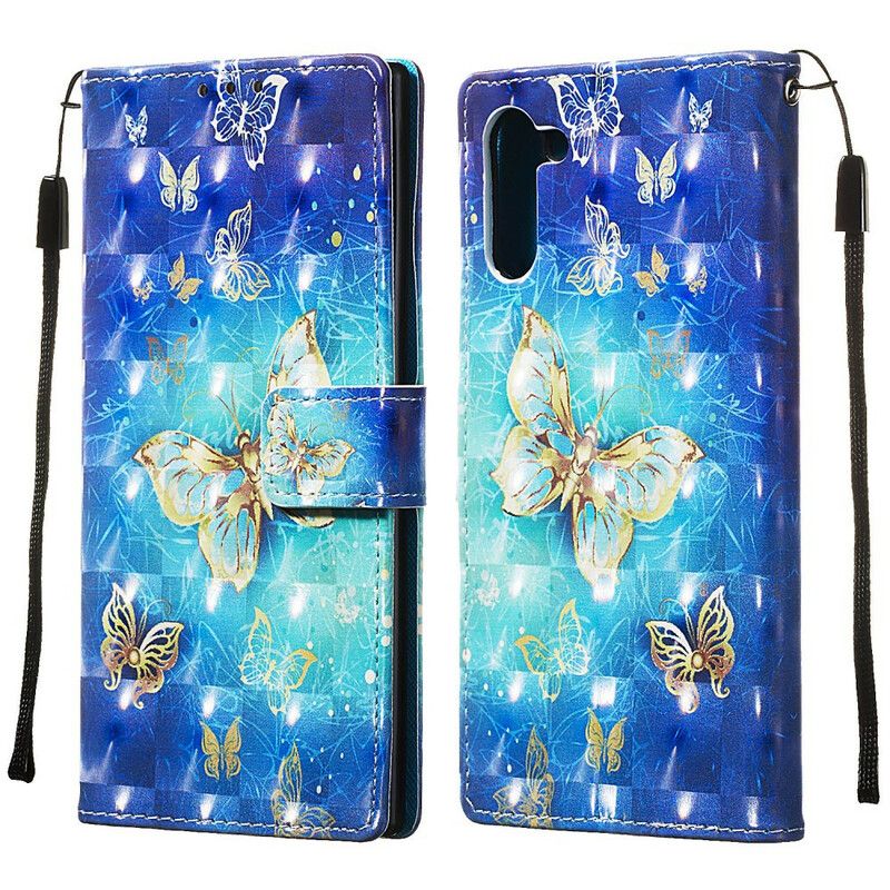 Flip Cover Samsung Galaxy Note 10 Gyldne Sommerfugle