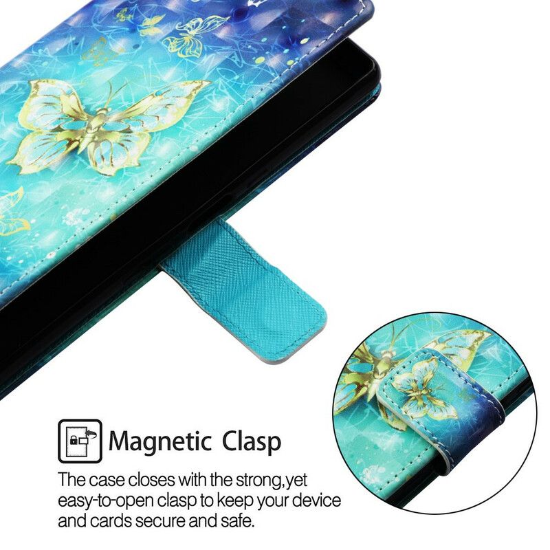 Flip Cover Samsung Galaxy Note 10 Gyldne Sommerfugle