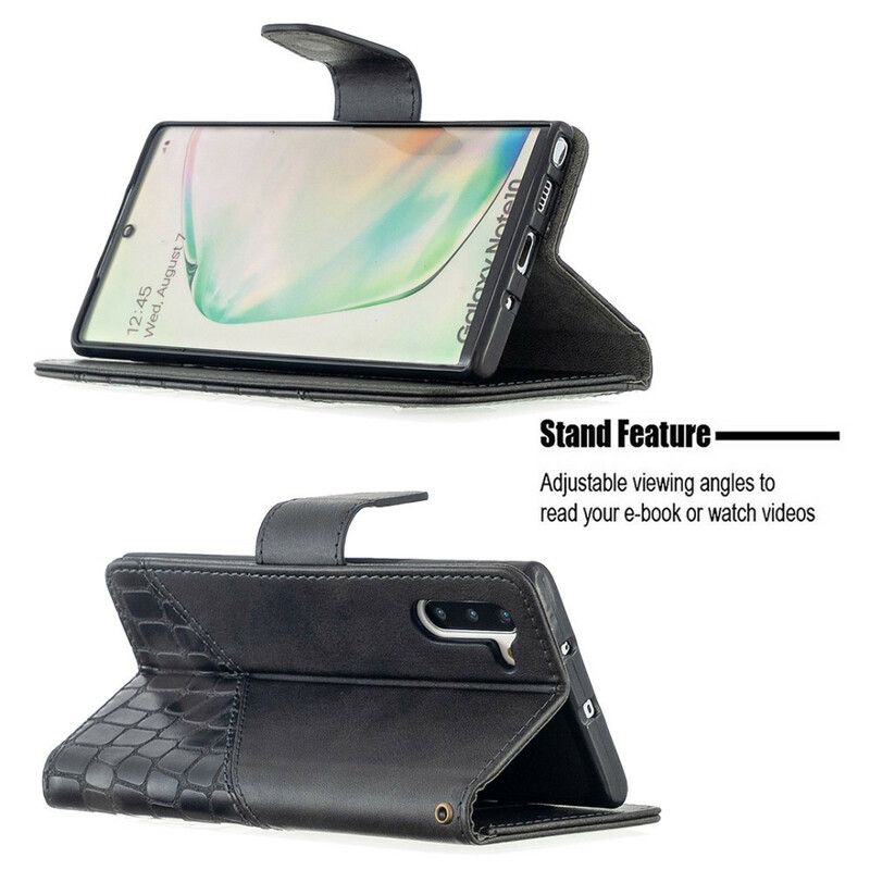 Flip Cover Samsung Galaxy Note 10 Klassisk Krokodilleskindseffekt