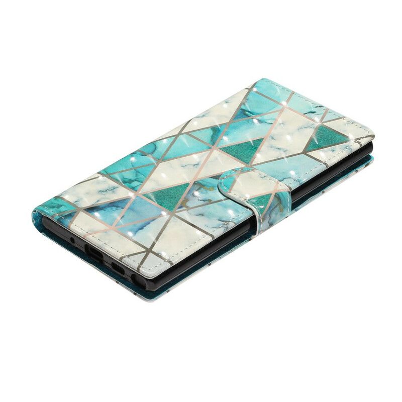 Flip Cover Samsung Galaxy Note 10 Med Snor Marmorlysstrimmelpletter