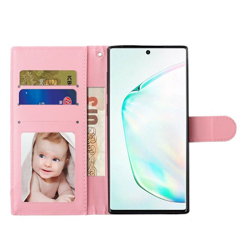 Læder Cover Samsung Galaxy Note 10 Med Snor Light Spots Strap Bamser