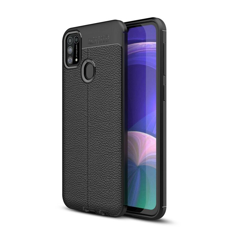 Cover Samsung Galaxy M31 Dobbelt Linje Litchi Lædereffekt