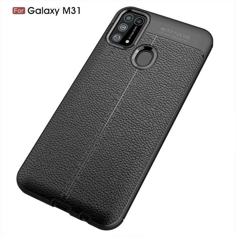 Cover Samsung Galaxy M31 Dobbelt Linje Litchi Lædereffekt