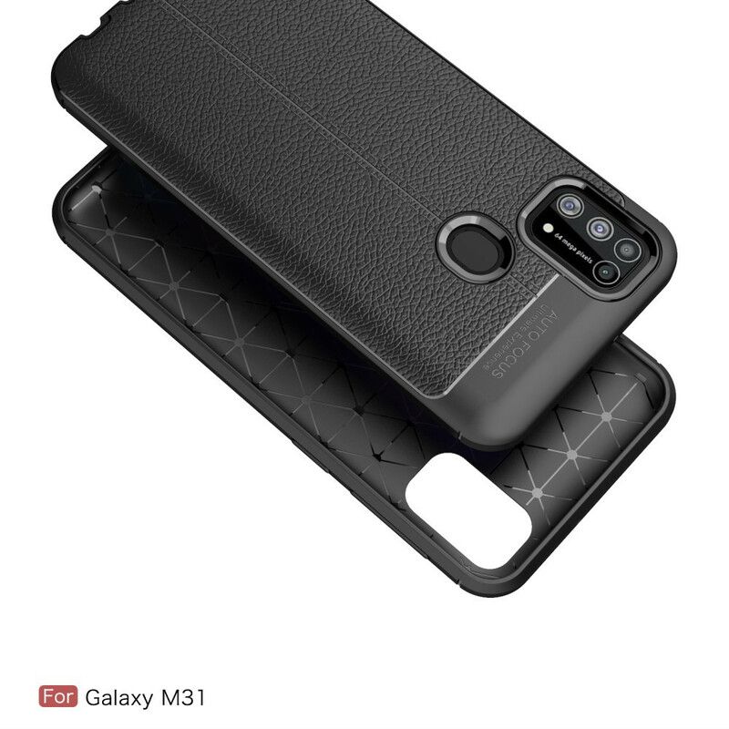 Cover Samsung Galaxy M31 Dobbelt Linje Litchi Lædereffekt