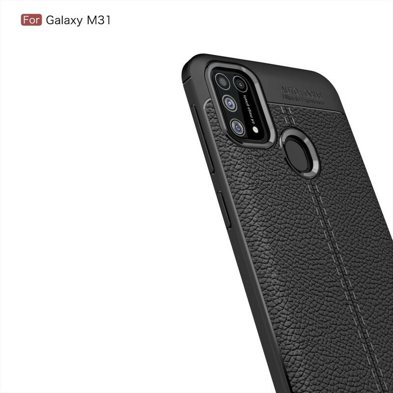 Cover Samsung Galaxy M31 Dobbelt Linje Litchi Lædereffekt