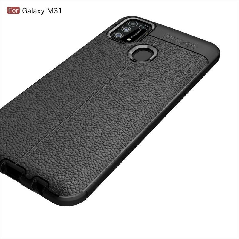 Cover Samsung Galaxy M31 Dobbelt Linje Litchi Lædereffekt