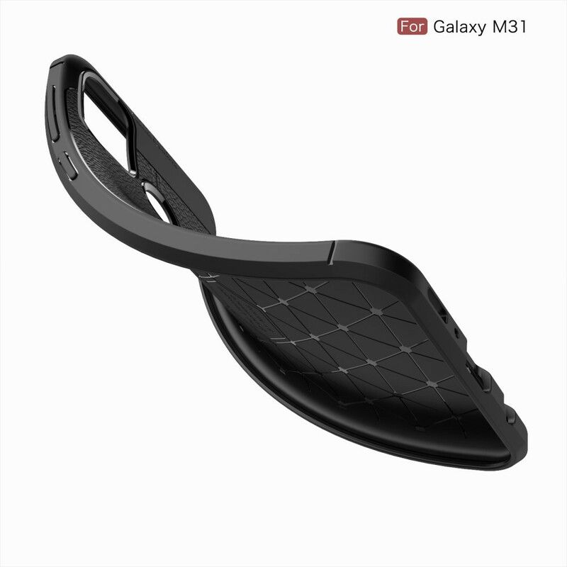 Cover Samsung Galaxy M31 Dobbelt Linje Litchi Lædereffekt