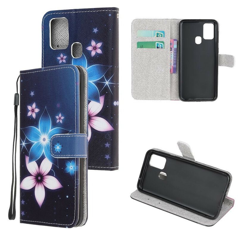 Flip Cover Samsung Galaxy M31 Med Snor Lunar Strap Blomster