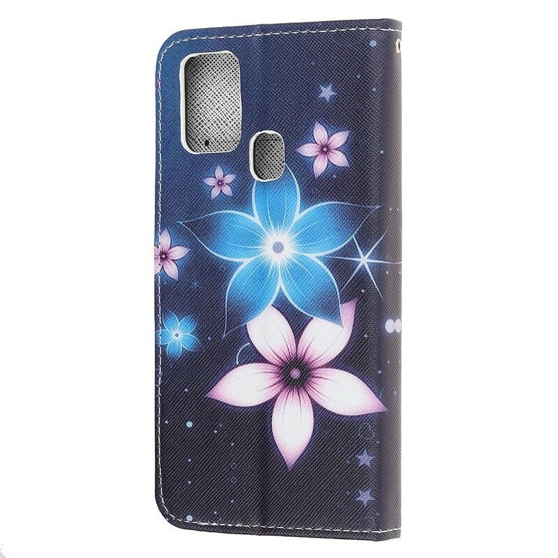 Flip Cover Samsung Galaxy M31 Med Snor Lunar Strap Blomster