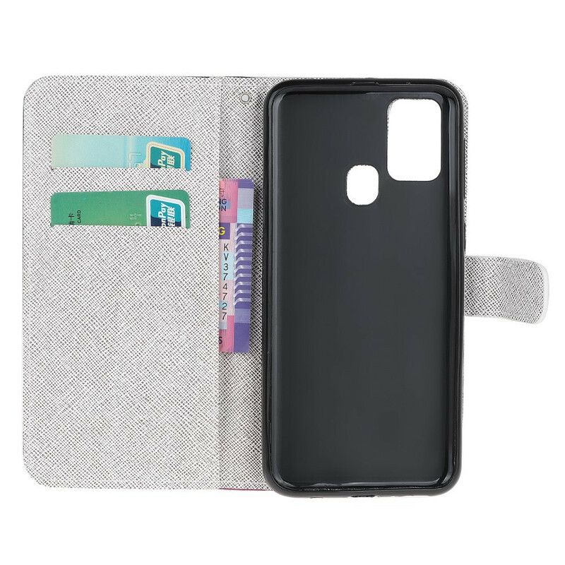 Flip Cover Samsung Galaxy M31 Med Snor Lunar Strap Blomster