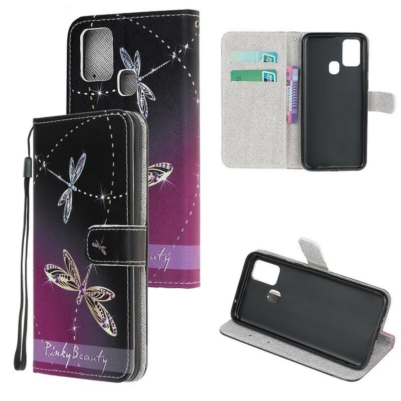 Flip Cover Samsung Galaxy M31 Med Snor Thong Guldsmede