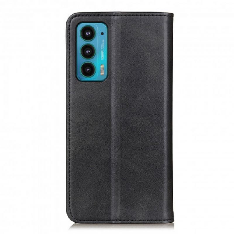 Cover Motorola Edge 20 Flip Cover Split Læder Design