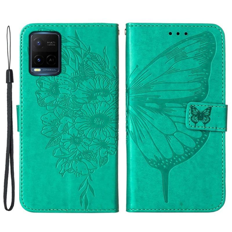 Læder Cover Vivo Y21s Sommerfugle Design