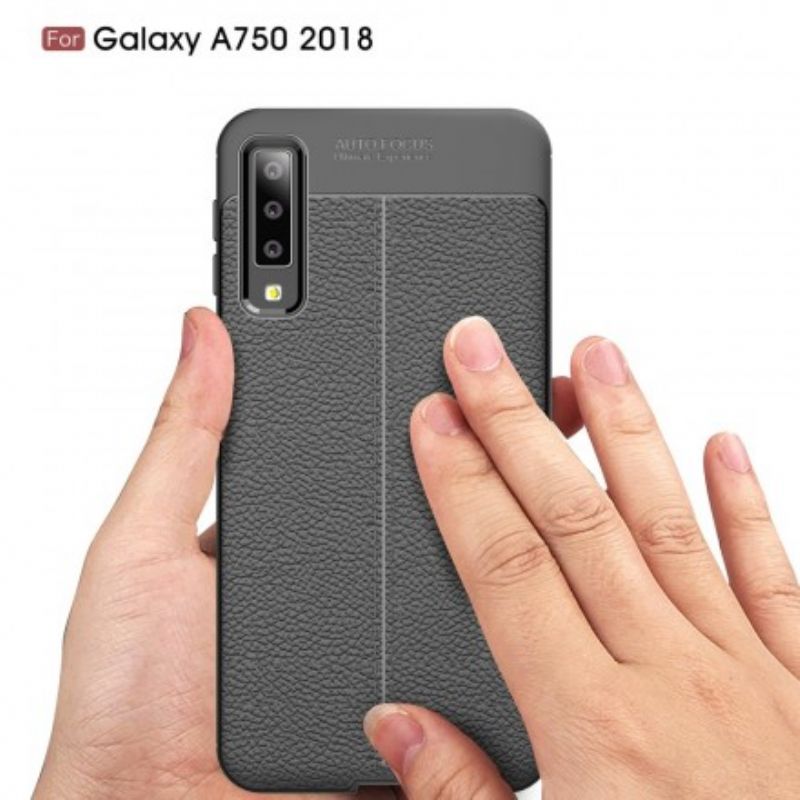 Cover Samsung Galaxy A7 Dobbelt Linje Litchi Lædereffekt