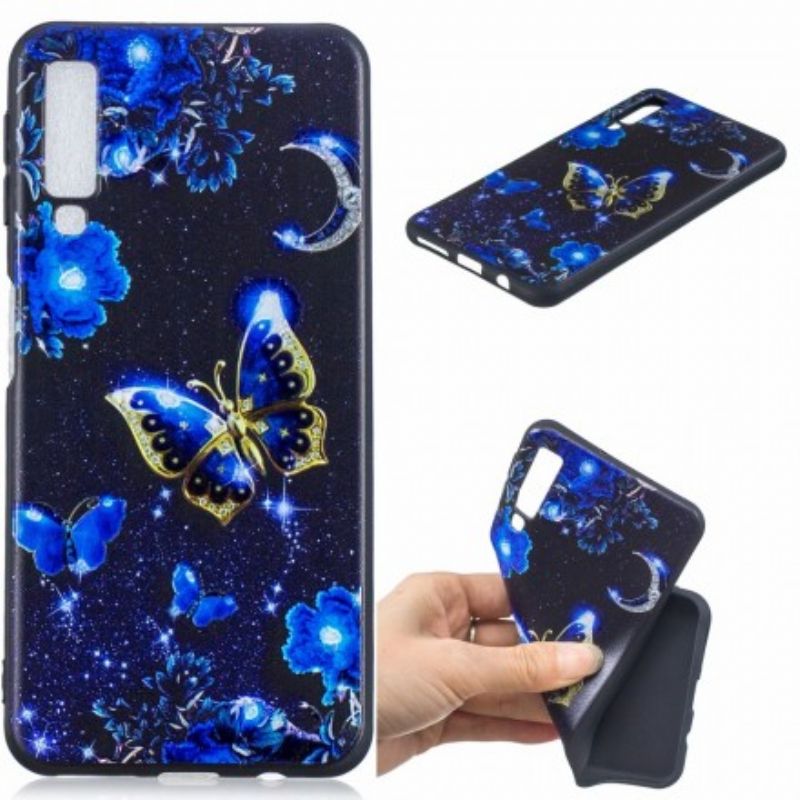 Cover Samsung Galaxy A7 Gylden Sommerfugl