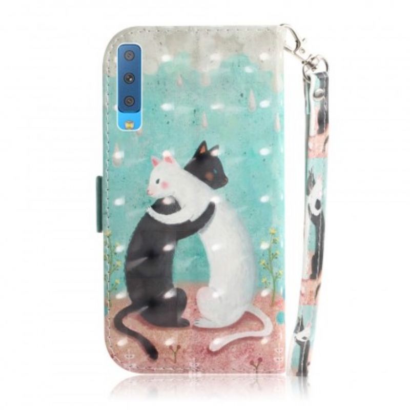 Flip Cover Samsung Galaxy A7 Med Snor Thong Cat Friends