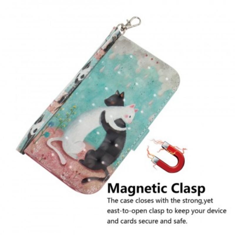 Flip Cover Samsung Galaxy A7 Med Snor Thong Cat Friends