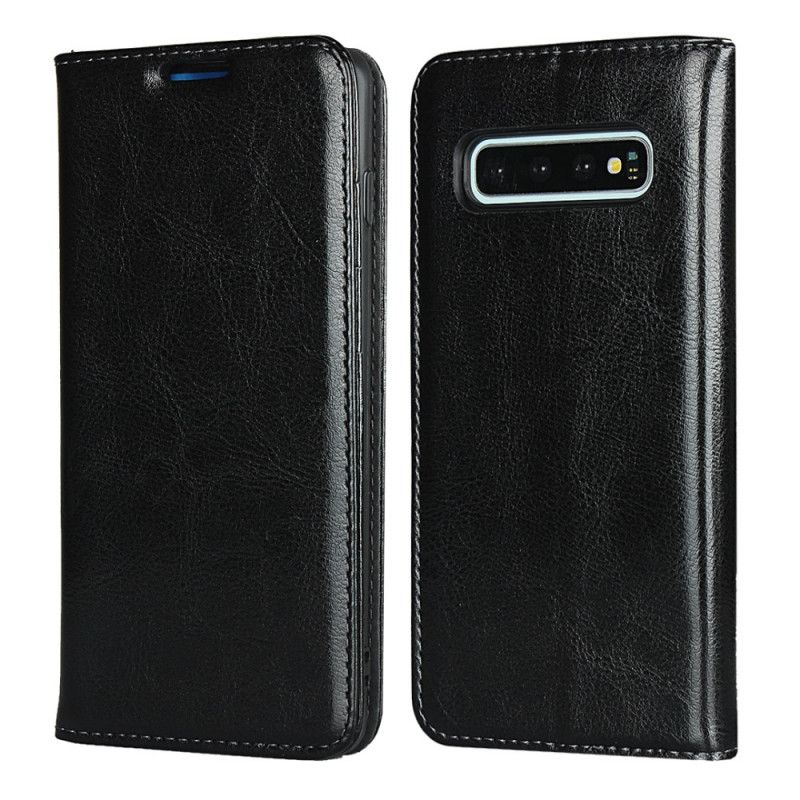 Cover Samsung Galaxy S10 Flip Cover Ægte Læder