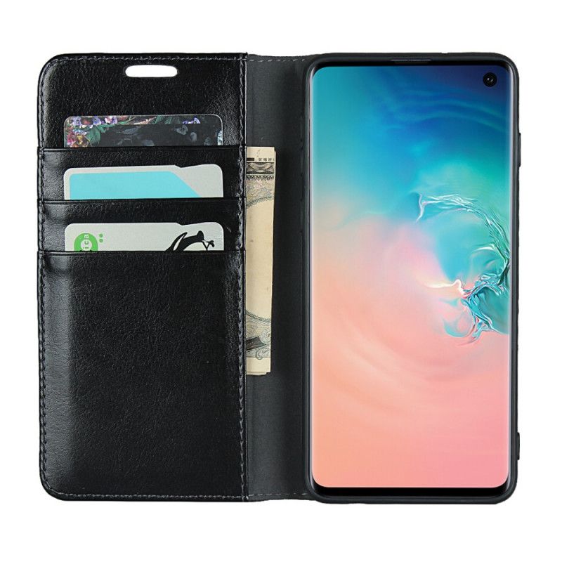 Cover Samsung Galaxy S10 Flip Cover Ægte Læder