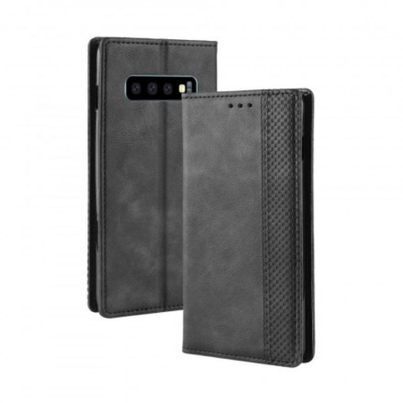 Cover Samsung Galaxy S10 Flip Cover Vintage Stiliseret Lædereffekt