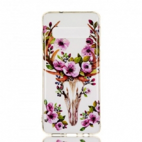 Cover Samsung Galaxy S10 Fluorescerende Blomsterelg