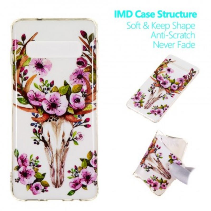 Cover Samsung Galaxy S10 Fluorescerende Blomsterelg