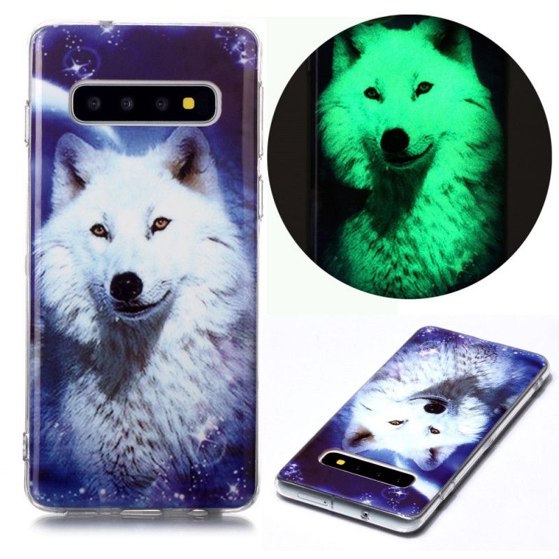 Cover Samsung Galaxy S10 Fluorescerende Hvid Ulv