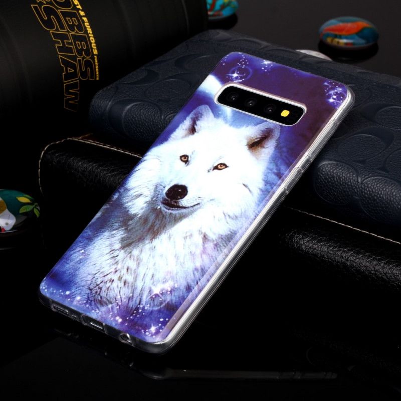 Cover Samsung Galaxy S10 Fluorescerende Hvid Ulv