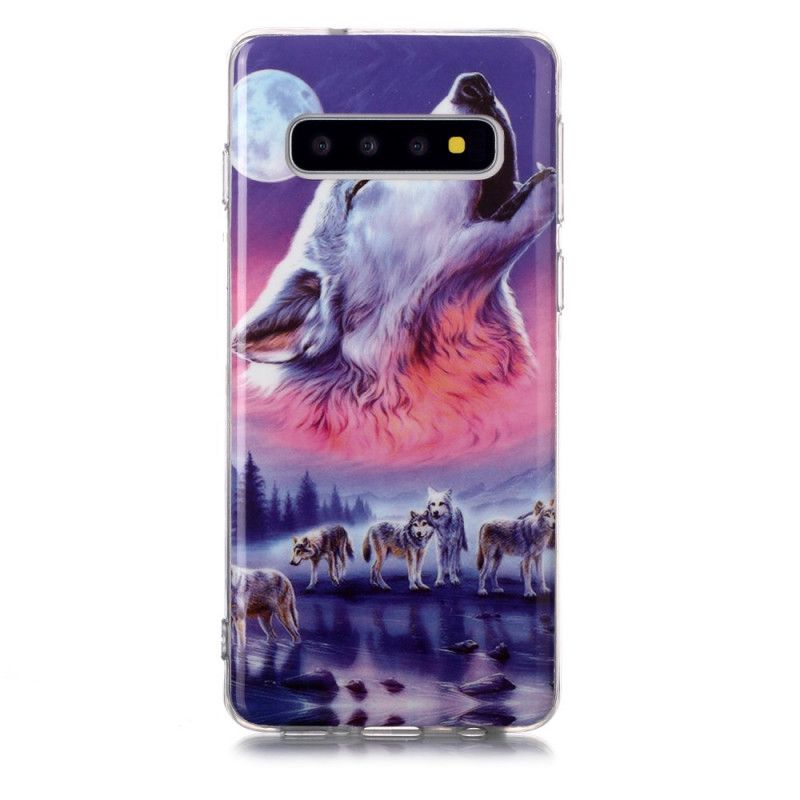 Cover Samsung Galaxy S10 Fluorescerende Wolf Pack