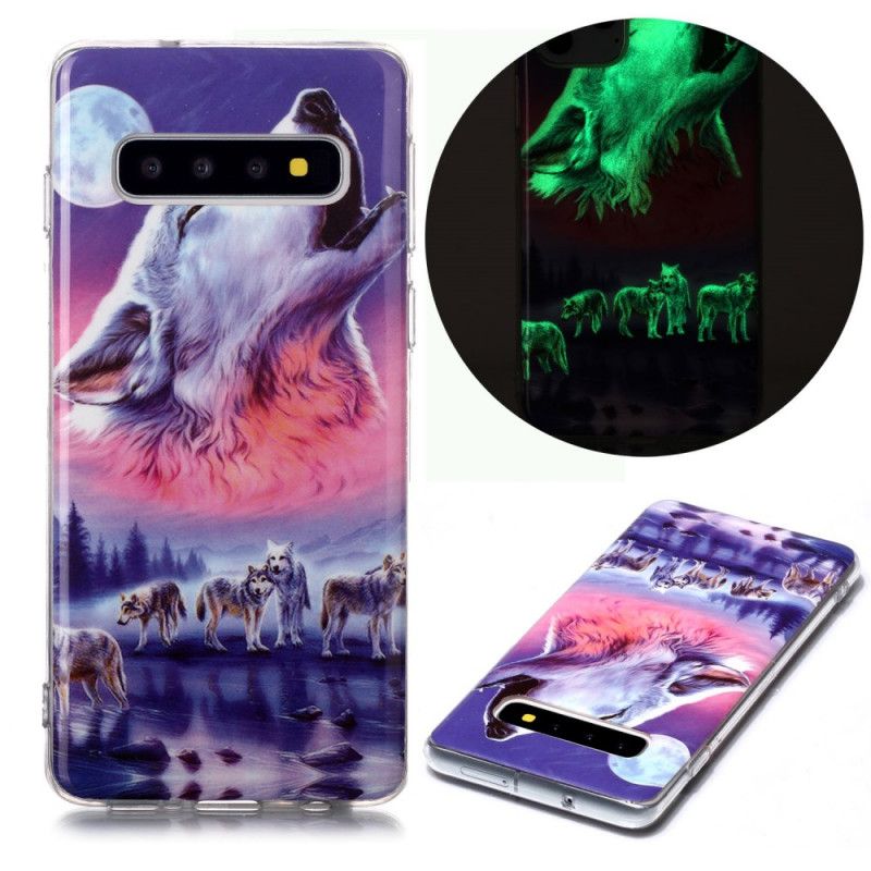 Cover Samsung Galaxy S10 Fluorescerende Wolf Pack