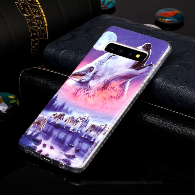 Cover Samsung Galaxy S10 Fluorescerende Wolf Pack