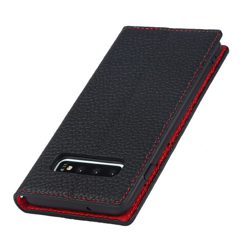 Cover Samsung Galaxy S10 Med Snor Flip Cover Ægte Litchi-læderrem